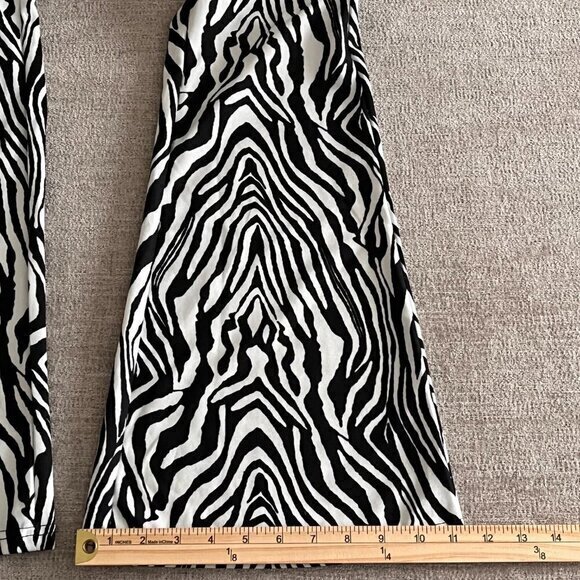 Shein Womens Zebra Print Flare Bell Bottom-Sides Zip Pants Size S‎ (4) Stretch - Picture 7 of 8